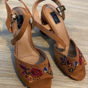 Embroidered Chunky Heels